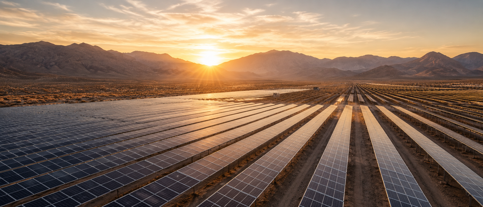 Planta solar fotovoltaica en paisaje industrial, energía renovable e innovación aplicada en Chile